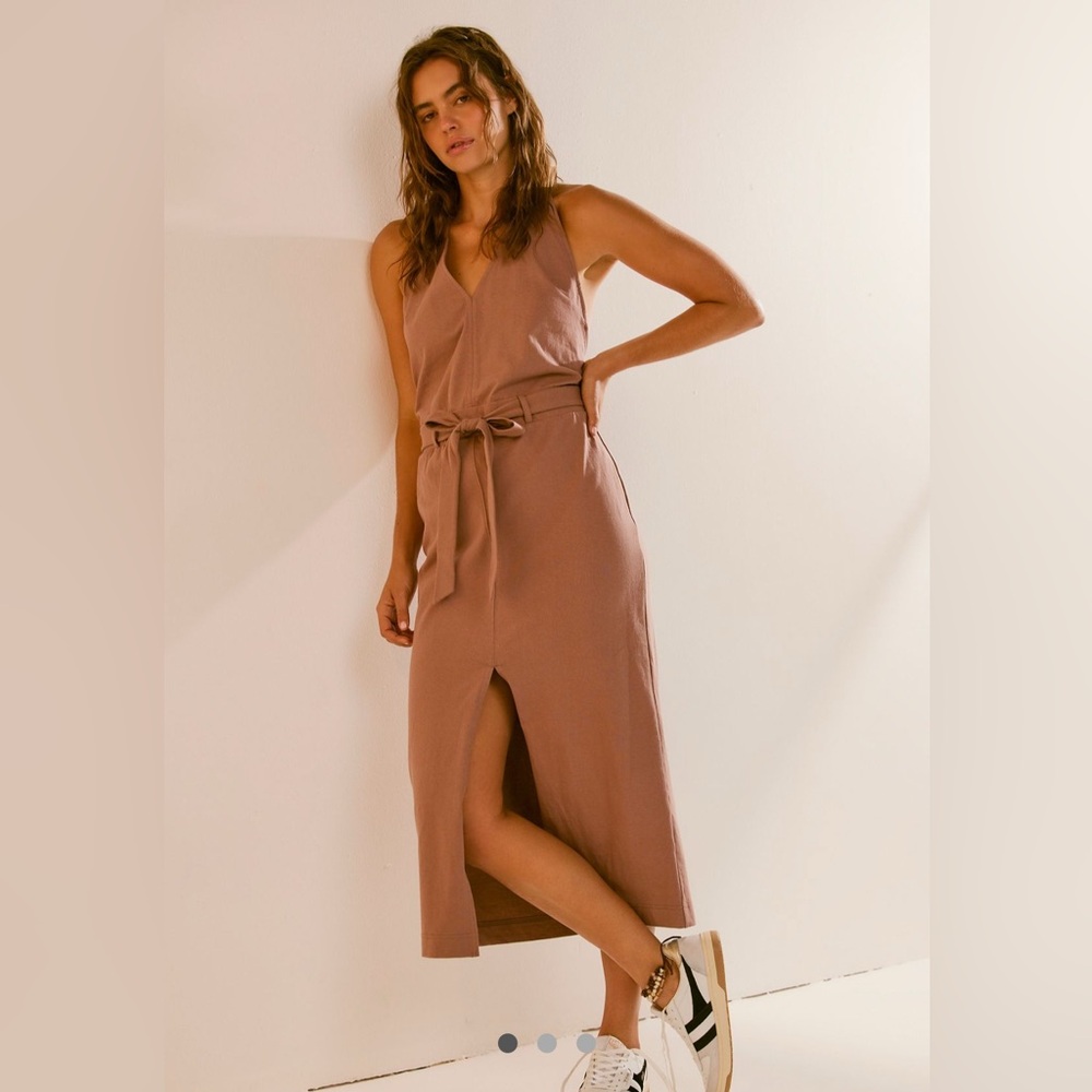 NWT Free people Randi Midi dress brown brownie color, Size S